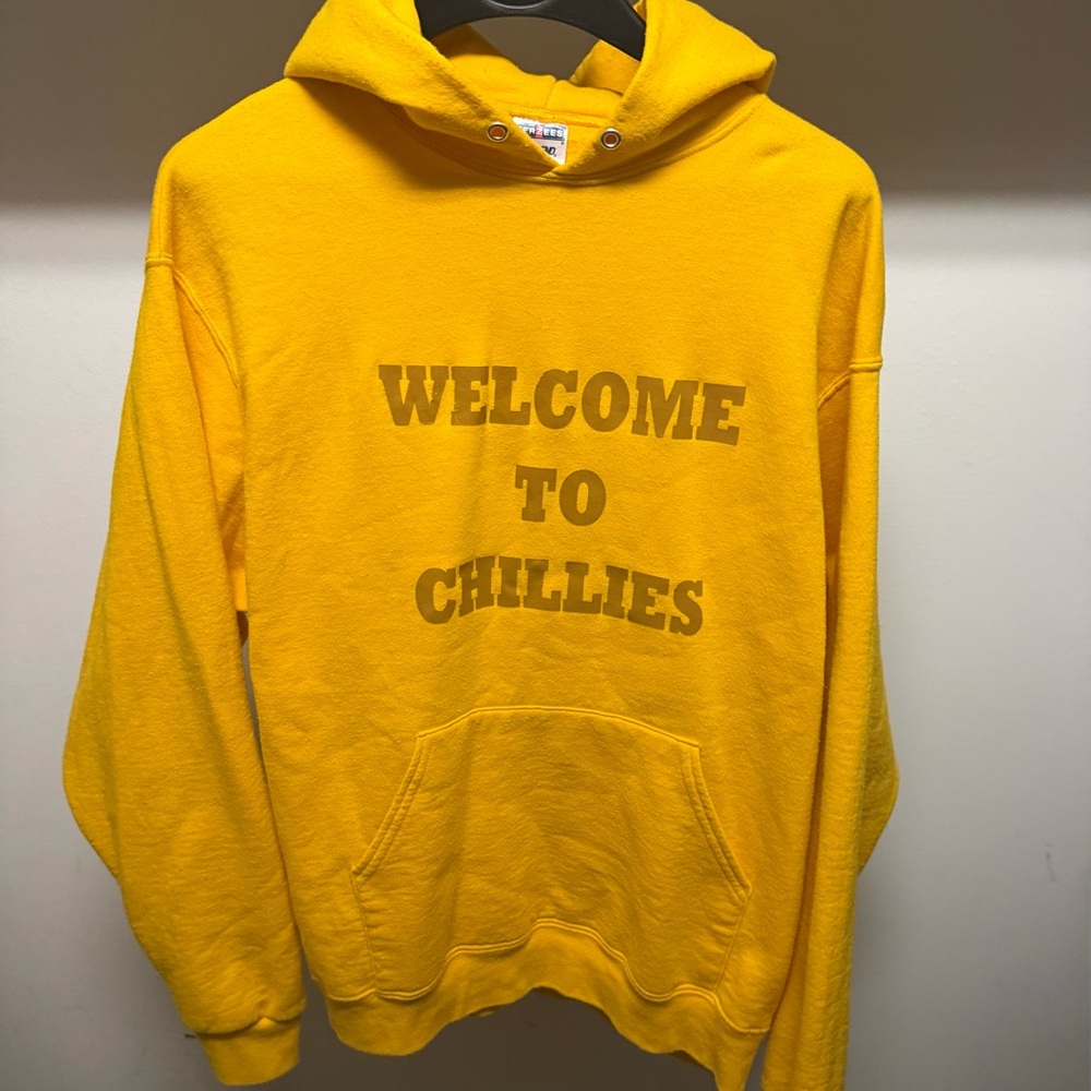 Jerzees "Welcome to Chilis" Yellow Hoodie Size L